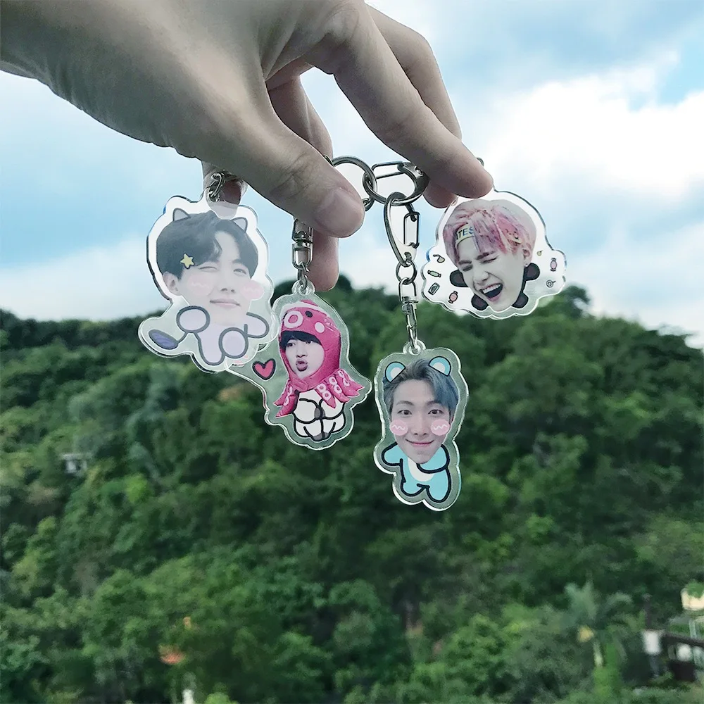 

HBTSJ21BulletproofYouthGroup K-pop new cartoon cute acrylic dressing keychain custom pendant bag jewelry