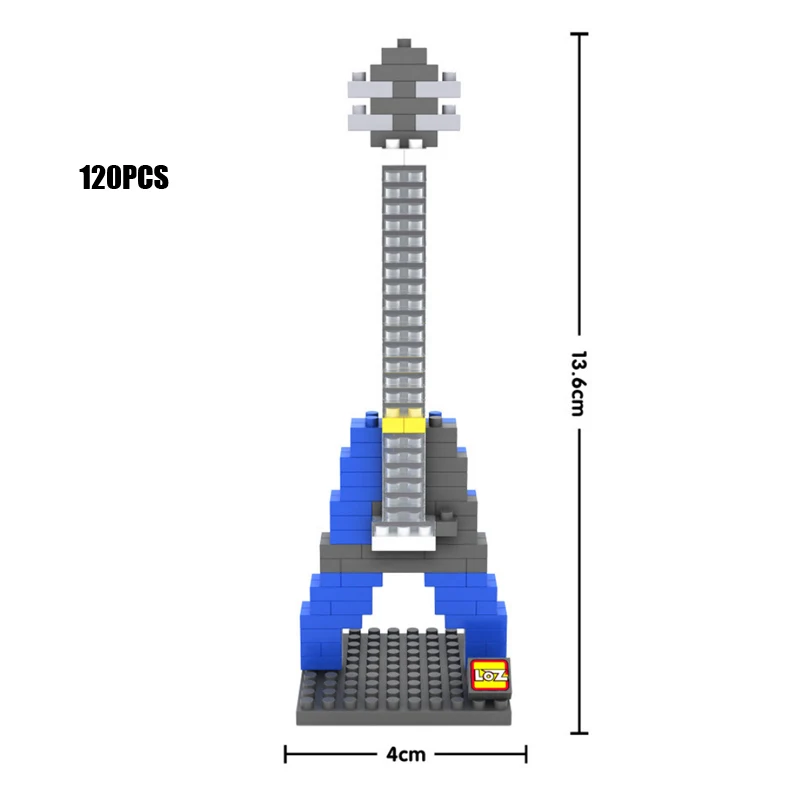Blue guitar Популярные рок-группы Музыкальные инструменты микро алмазный блок бас Джаз барабанный Набор Классическая гитара саксофон nanoBRICKS модель игрушки - Цвет: Blue guitar