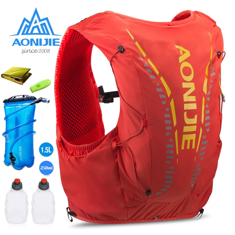 AONIJIE C962 12L Hydration Backpack Pack Bag Vest Soft Water Bladder Flask For Hiking Trail Running Marathon Race 250/500/600ML