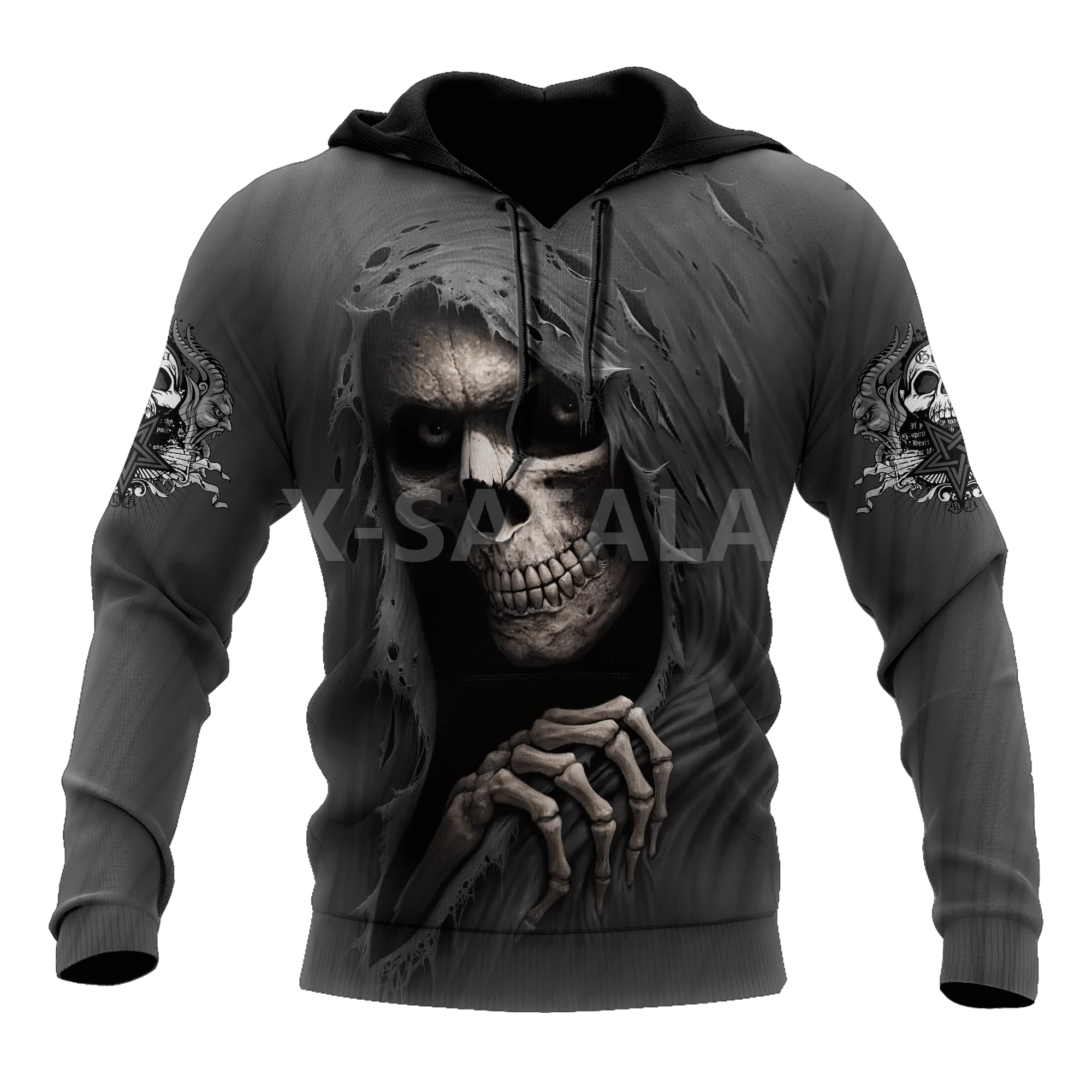 

Толстовка унисекс с 3D-принтом головы черепа, на молнии