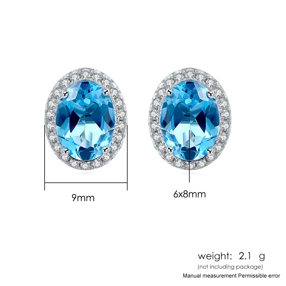 

Trendy Luxury Classic Simple Oval Stud Earrings For Women Big Shiny Blue Zircon Party Temperament Wedding Fashion Jewelry Gifts
