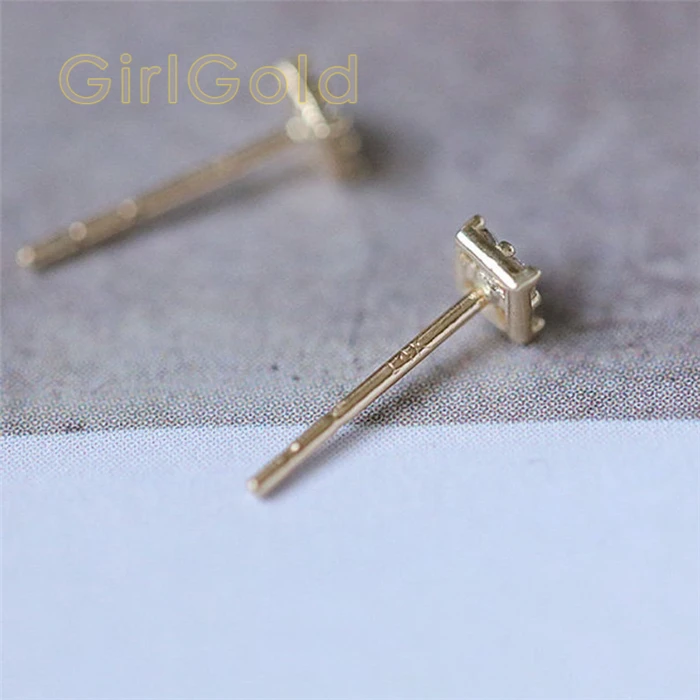 Женские квадратные сережки с кристаллами 14 к уникальный кубический золотой цвет