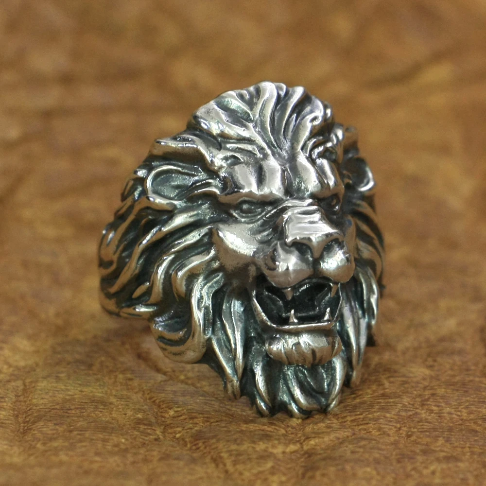 Кольцо King of Lion 925 пробы Серебряное мужское байкерское кольцо в стиле панк-рок TA191
