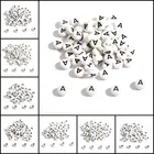 50-200 шт. 7 мм белые и черные акриловые зеркальные буквы 26 дюймов круглые бусины Алфавит Изготовление ювелирных изделий ручной работы Diy браслет ожерелье