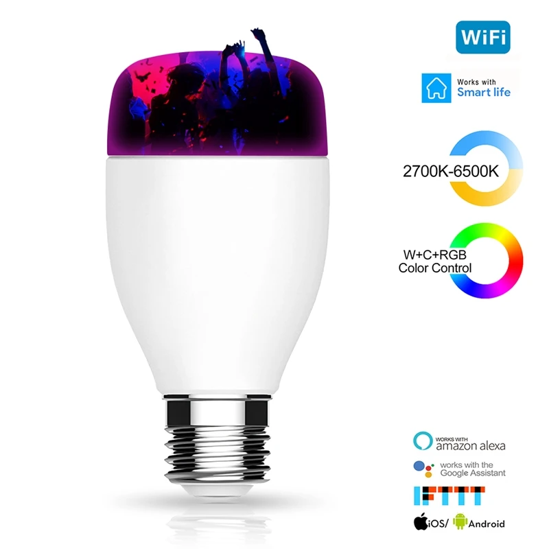 

Smart Light Bulb WiFi Smart Bulbs Dimmable Multicolor LED Bulb Work with Alexa Google Home IFTTT E27 7W RGBW Color Changing Bulb