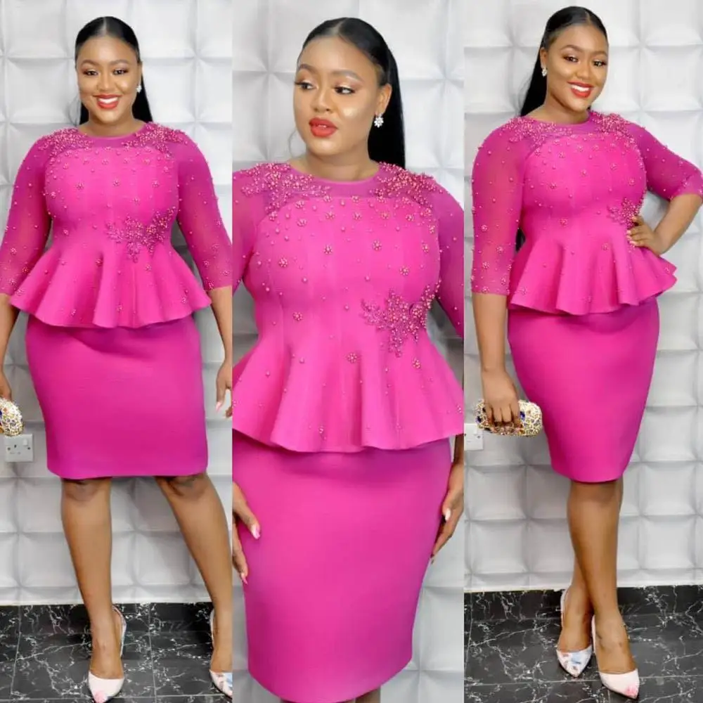 Африканские комплекты с вышивкой бисером топы Юбки костюмы сетка Дашики платье