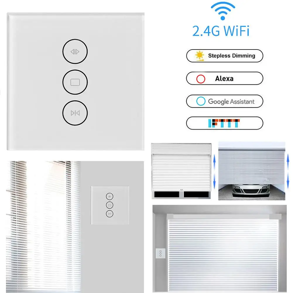 

100-240V Smart WiFi Switch For Electric Motorized Curtain Blind Roller Shutter Work With Google Home Touch APP Voice Control