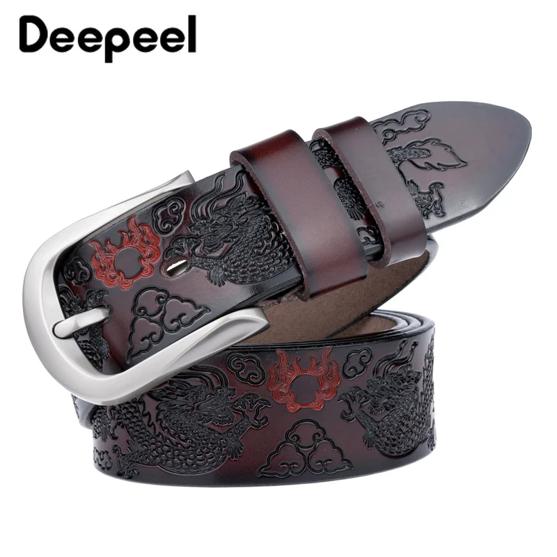 

Deepeel 1pc 3.8X110-130cm Luxury Quality Designer Belt Mens Second Layer Cowhide Pin Buckle Crafts Belts Jeans Decoration YB221