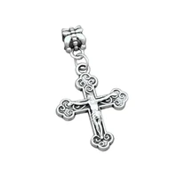 100pcs dangle zinc alloy jesus christ crucifix cross religious charm big hole beads fit european necklace bracelet jewelry