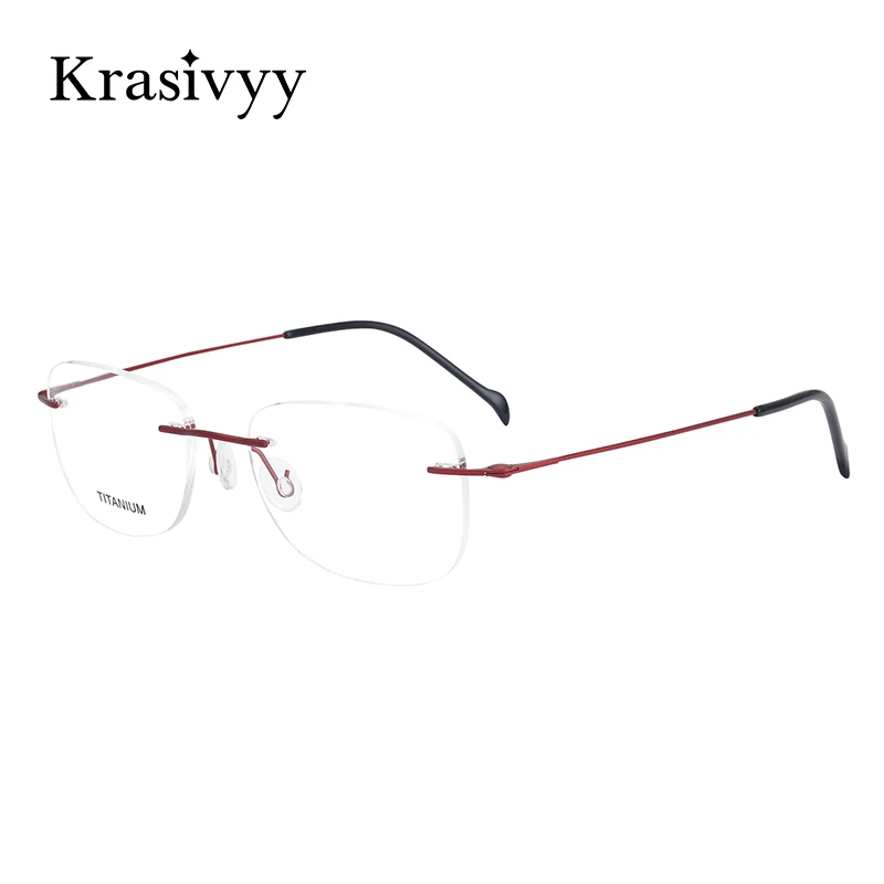 

Krasivyy Pure Titanium Rimless Glasses Frame Women Screwless Design Optical Prescription Eyeglasses Men Frameless Myopia Eyewear