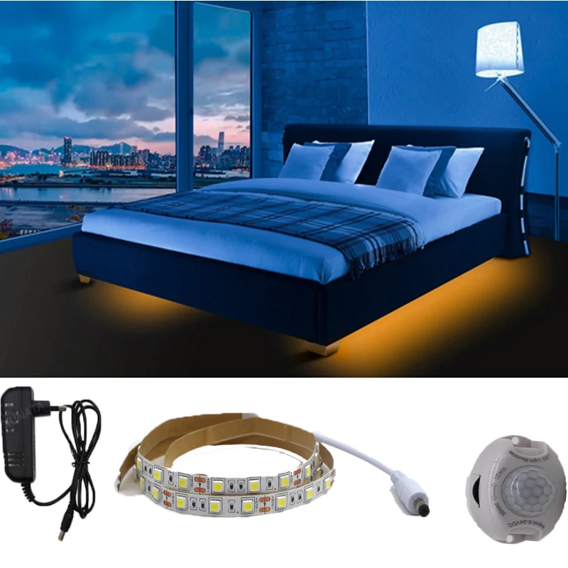 

Светодиодная лента с инфракрасным датчиком движения, 12 в пост. Тока, 5050 светодиодов