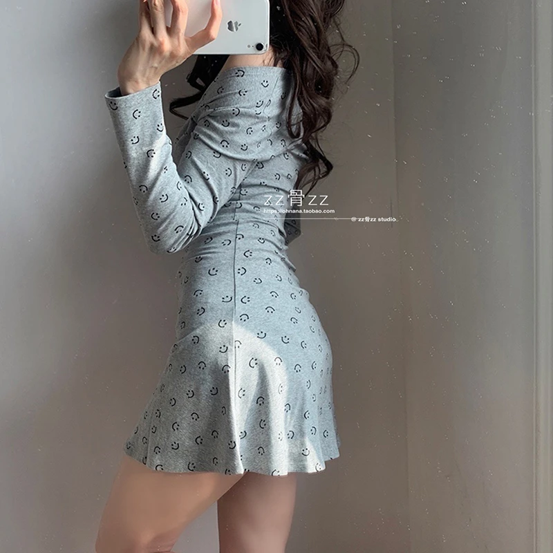 

Kywommnz Women's Clothing - Cardigan Retro Style Printing, Two-piece Set, Full Set Top + Mini Sexy Sleeveless Dress, Spring D3ek