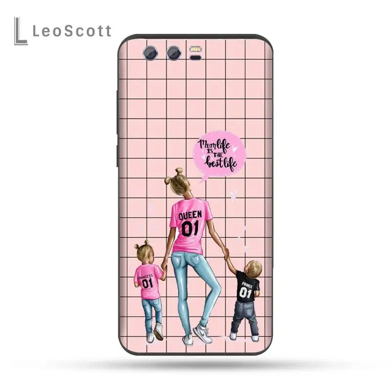 

girl Queen Mom baby pink grid Phone Case For Huawei Honor view 7a5.45inch 7c5.7inch 8x 8a 8c 9 9x 10 20 10i 20i lite pro