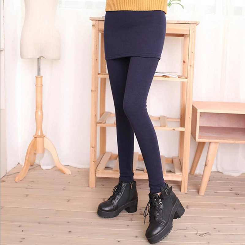 

Winter Leggings Women's Warm Pants Cold-Resistant Solid Color Leggings Stretchy Comfortable Keep Warm Legging Skirts