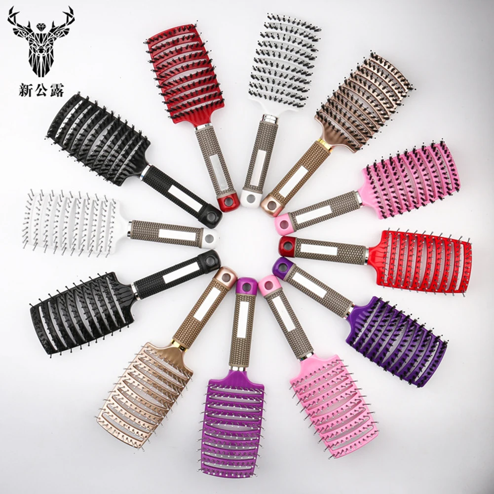 

Hair Scalp Massage Comb Bristle Nylon Hairbrush Wet Curly Detangle Anti-Static Hair Brush Professional Salon Hairdressing Style
