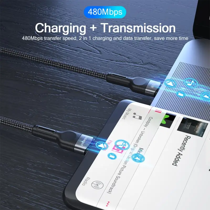 Кабель Essager PD 60 Вт 100 USB C на Type-C QC4.0 3 0 кабель для быстрой зарядки и передачи данных