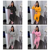 new womens tracksuit solid color fashion womens suit basic long sleeved hooded sweater and trousers two piece set knitted suit