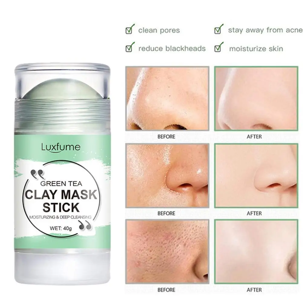

Green Tea Oil Control Purifying Clay Face Mask Remove Blackheads Face Moisturizes Brightening Skin Tone Deep Clean Pore Mud Mask