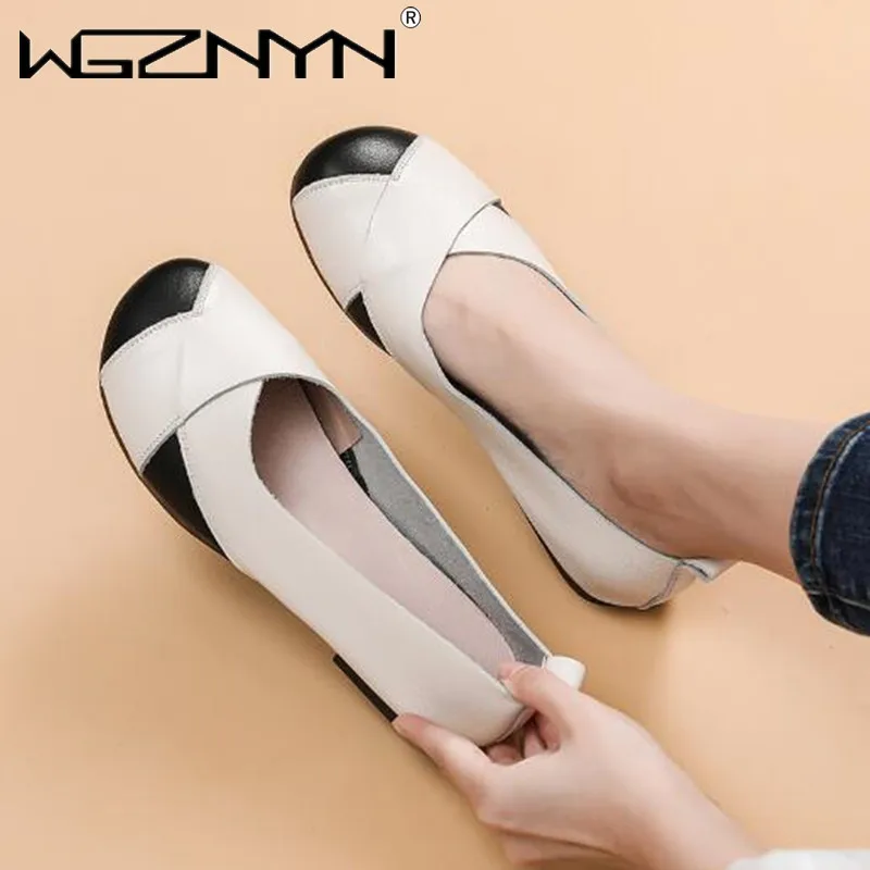 

NEW Woman's Flats Shoes Woman Soft Genuine PU Leather Mocassin Boat Retro Shoes for Women Loop Mocasines De Mujer Women Sneakers
