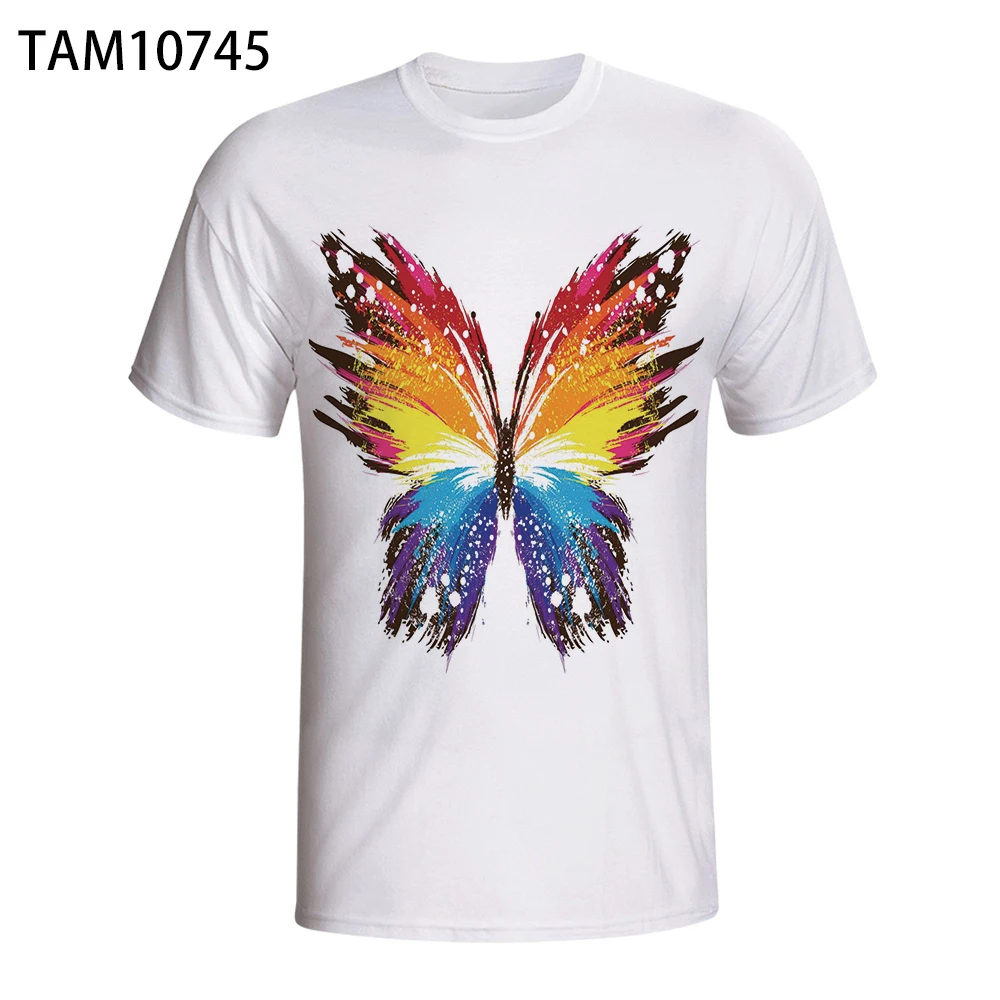 

Men's 3D Printed Color Butterfly T-shirt Summer Fashion Casual Breathable Shirt Children Hip-hop Personality Top 2021 Tees Short