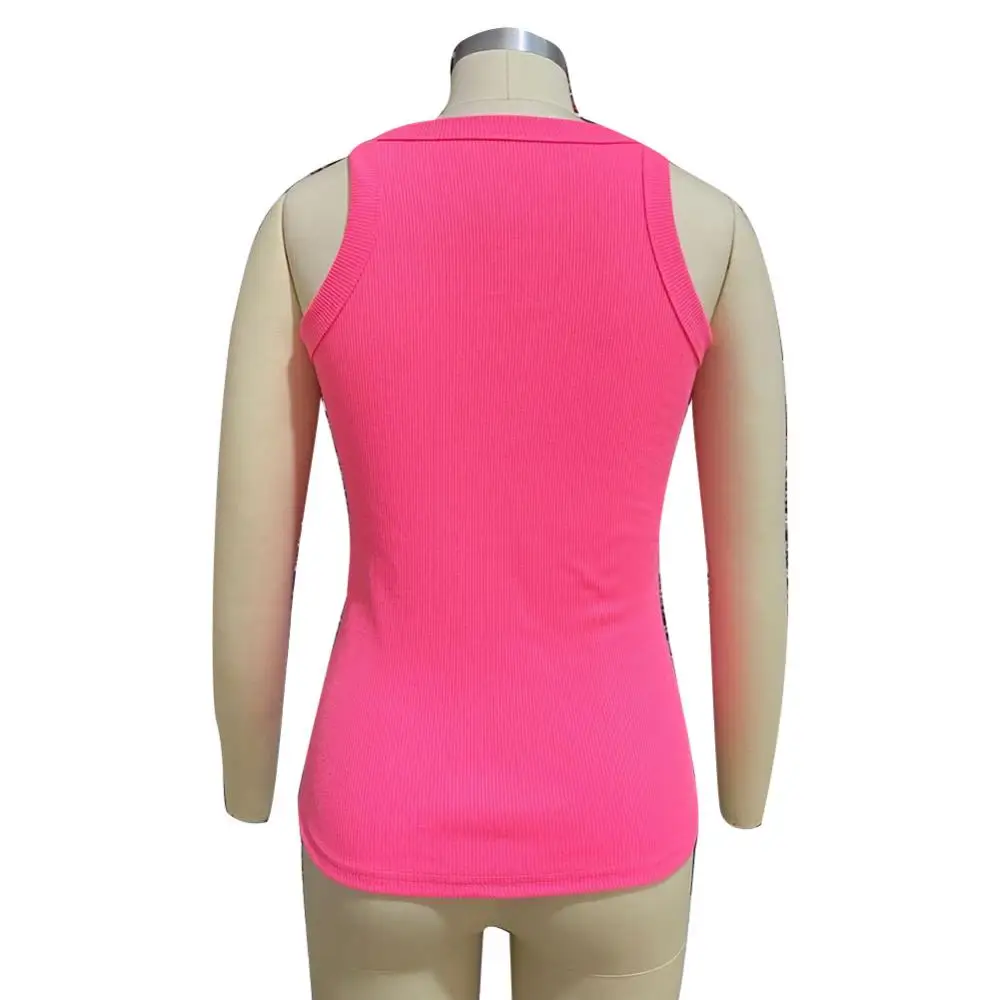 

2021 Short Tanks Tops Sexy Women Chest Hollow Buttoned Top Blouse Slim Sleeveless Round Neck Vest Streetwear