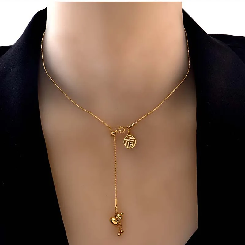 

COWBREAD Lucky Gourd Necklace for Women Luxury High Necklace Jewelry New Design Clavicle Chain Women's Neck Chain