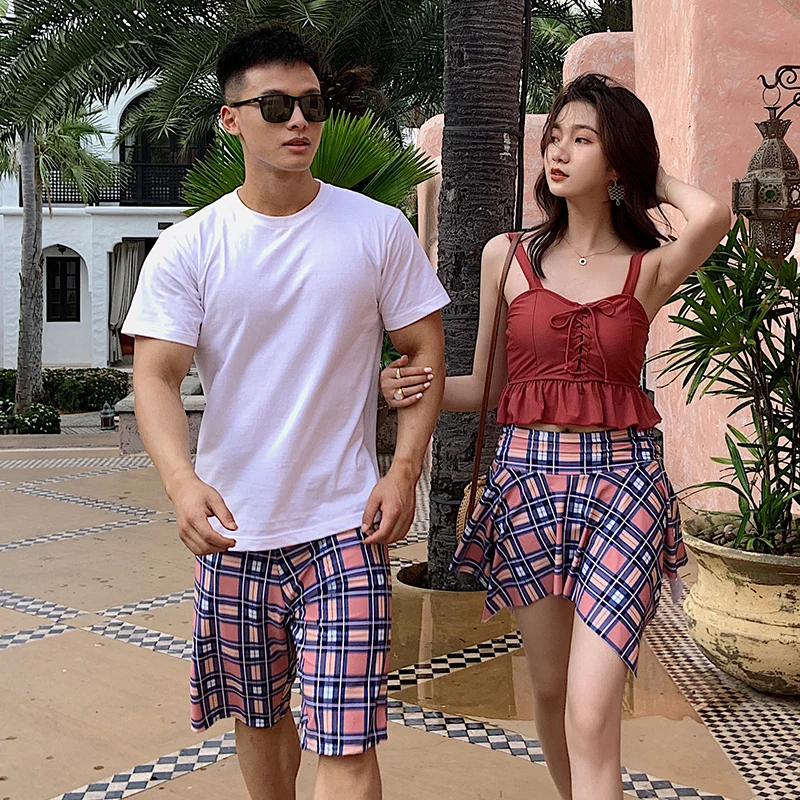 Купальники для пар пляжная одежда женский купальник бикини из трех предметов