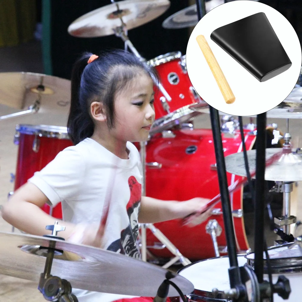 

Black Cow Bell with Beater Loud Call Bells Drum Kit Accessory for Kids Adults