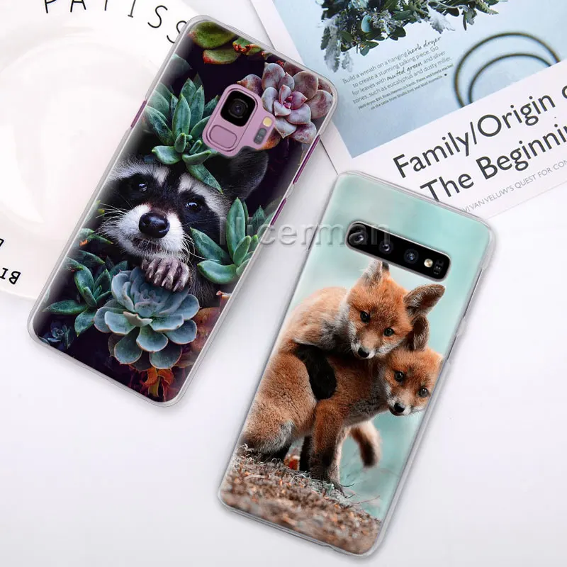 

Animal Raccoon Fox Phone Case for Samsung Galaxy S10 S10e S8 S9 Plus S20 Ultra S7 Edge Note 10 Plus 8 9 Hard Cover