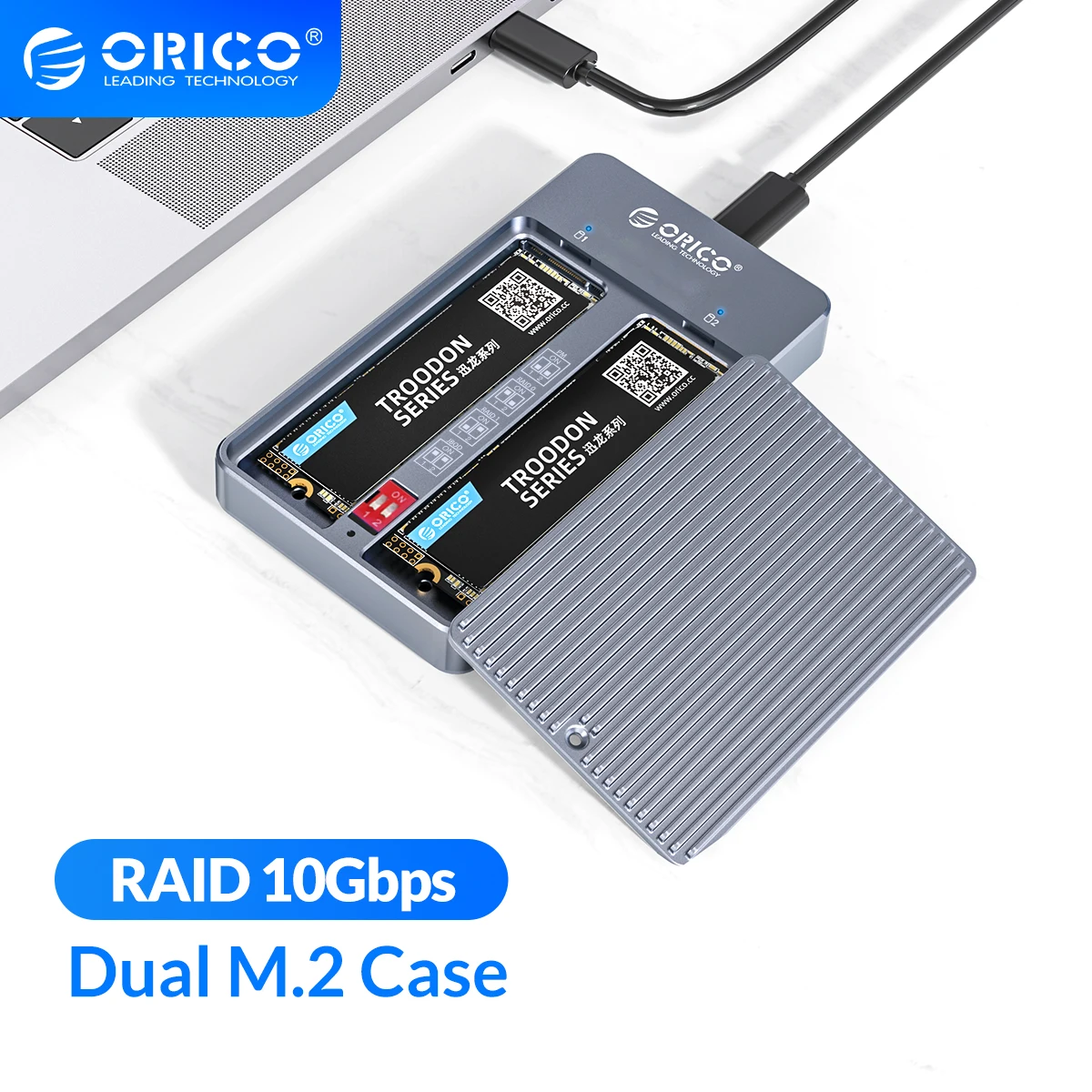Чехол ORICO LSDT RAID Dual Bay M2 SSD Поддержка M.2 NGFF SATA диск для B Key & + M PM/RAID 0/RAID 1/JBOD Mode|Корпус