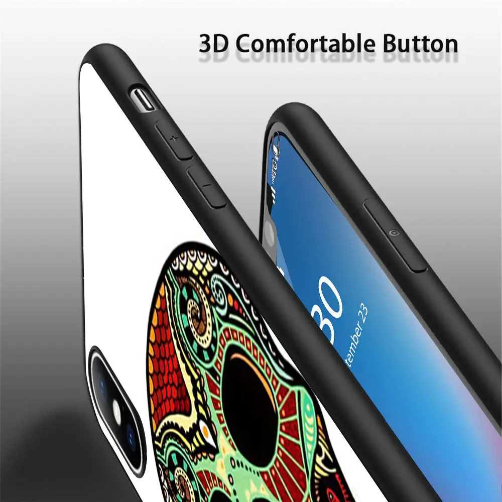 Coque Skull tattoos Soft Silicone Phone Case for iPhone 11 Pro Max X 5S 6 6S XR XS 7 8 Plus Cover | Мобильные телефоны и