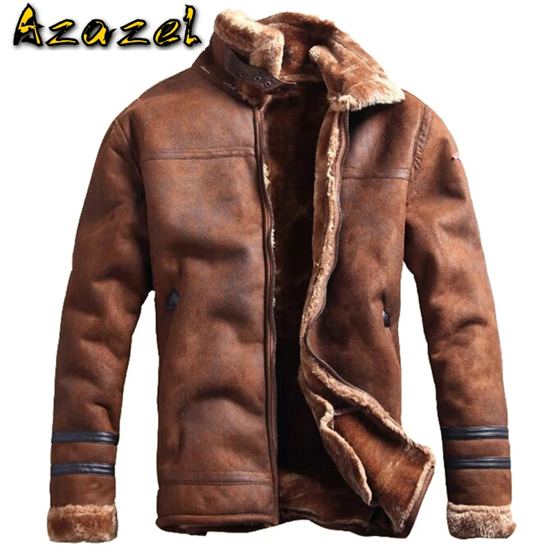 

Russian Style Winter Mens Fur Faux Leather Jacket Casual Fashion Streewear Mens Faux Fur Leather Jackets Overcoat Velvet C235