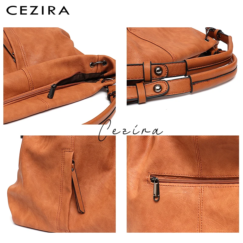 CEZIRA, брендовые Большие женские кожаные сумки, высокое качество, женские Сумки из искусственной кожи, сумки на плечо, твердые карманы, женские сумки-тоут, сумки-мессенджеры