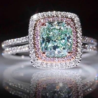 milangir real rings for women blue green white ring cushion romantic engagement jewelry