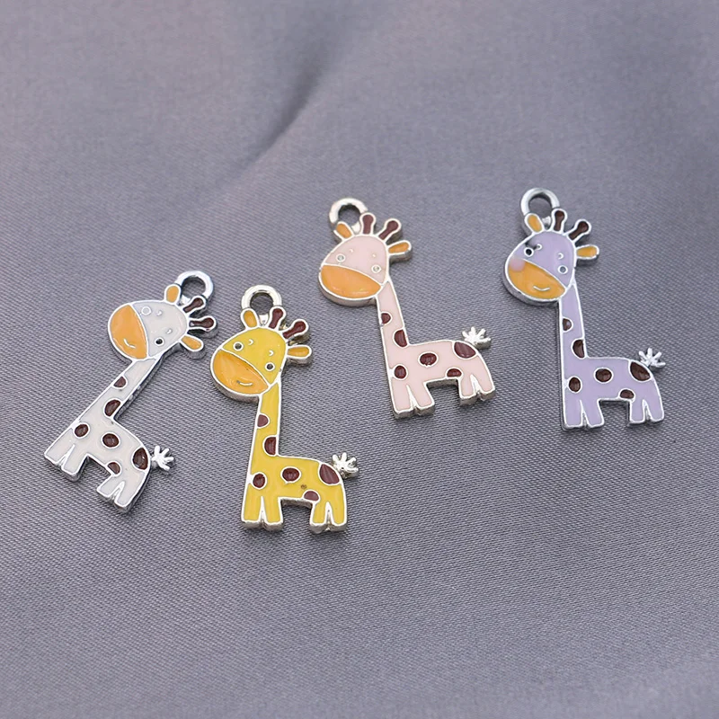 

Серебряные подвески с жирафом, эмалированные, для браслетов, ожерелий серьги для изготовления ювелирных изделий, 27x15 мм, 8 шт.