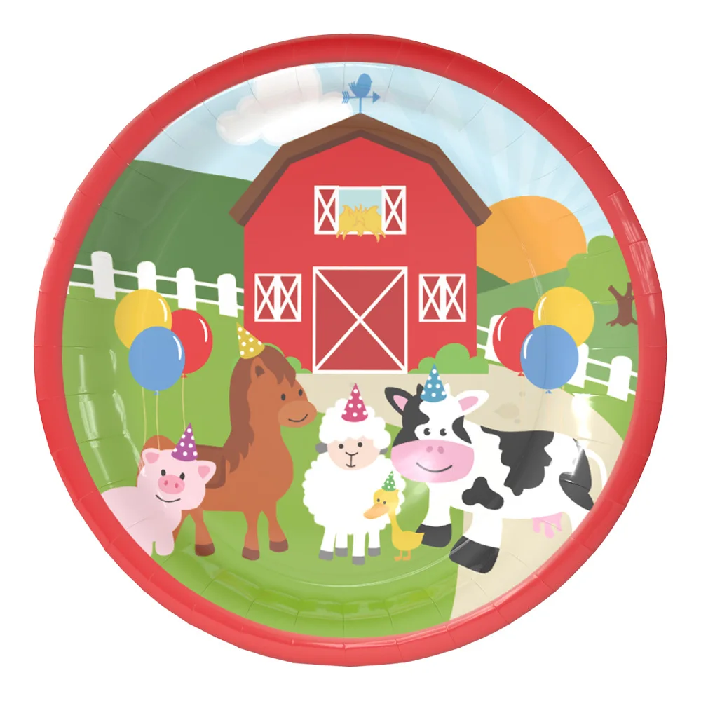 

Happy Farm Children's Birthday Party Decorations Jungle Animal Theme Party Tableware Paper Plate Cup Decor Baby Shower xx241