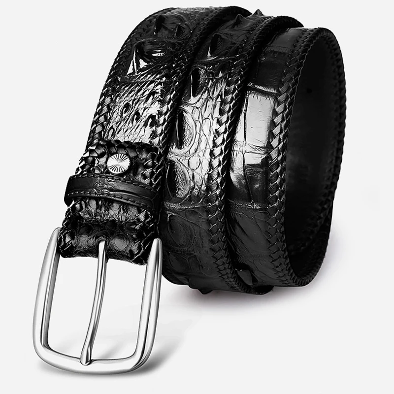 Мужской кожаный ремень из натуральной крокодиловой кожи роскошные мужские ремни