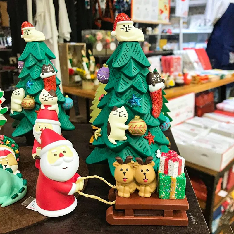 

2020 cute beautiful lovely Santa Claus reindeer sled family Christmas ornaments figures decoration