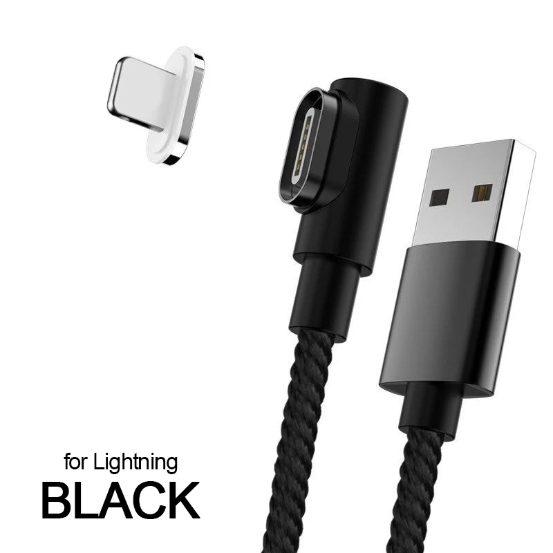 Магнитный кабель VOXLINK Micro usb type C, адаптер для быстрой зарядки телефона, Microusb type-C, магнитное зарядное устройство usb c для iphone samsung S8 9 - Цвет: Black for APPLE