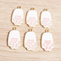 10pcs 1628mm zinc alloy enamel charms for jewelry making cute paw footprint charms pendants fit diy fashion necklaces earrings