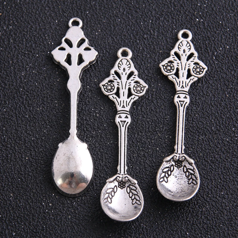 Очаровательная ложка из античной бронзы/серебра 4 шт. 15*62 мм для изготовления