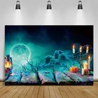 Фоны для фотосъемки на Хэллоуин с изображением старого деревянного пола тыквы свечи ужасной ночи Луны живописные детские фоны для фотосъемки