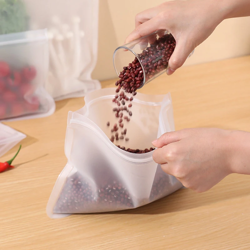 Silicone Food Storage Containers Ziplock Bag Vacuum Plastic Fridge Storage Fresher Keeping Transparent Bag Kitchen Supplies