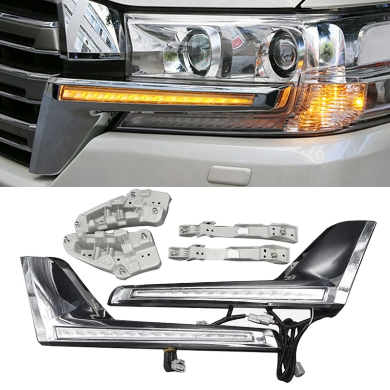 

Car Front Grille LED Dynamic Turn Signal Light Daytime Running Lights for Toyota Land Cruiser 200 FJ200 LC200 2016-2018