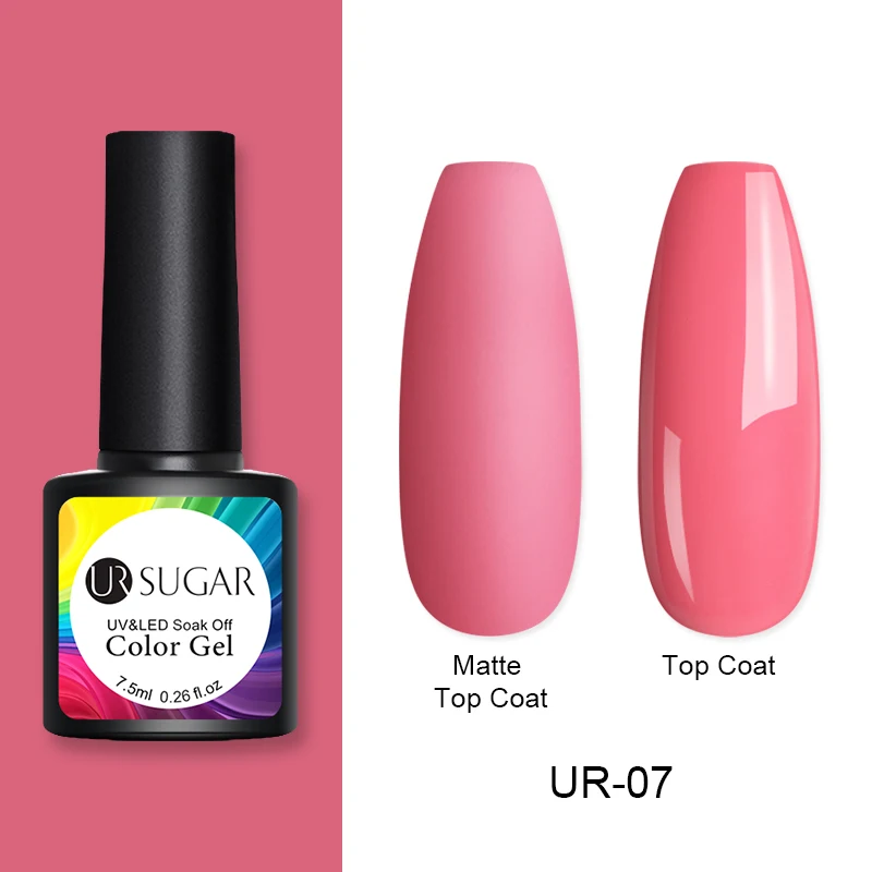 pink7 Ur Sugar 7,5 мл Одноцветный УФ-Гель-лак кофе полуперманентный впитывающий УФ-гель для дизайна ногтей Лак Матовый верхний слой гибридный лак - Цвет: pink7