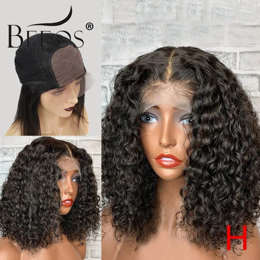 

Beeos 150% Closure Short Curly Bob Wigs With 4*4 Lace Closure Wig Brazilian Remy Human Hair Wigs 4×4 Lace Wig Pre Plucked