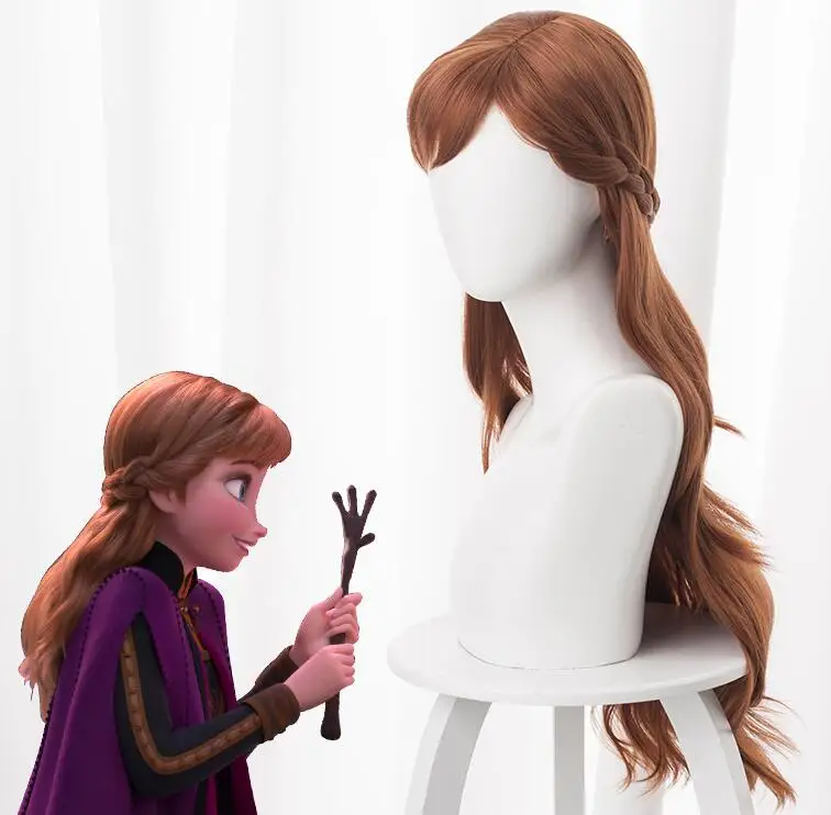 Wig Фильм принцессы маскарадный костюм Анны и Эльзы платье принцессы Анны наряд для Хеллоуина, карнавала, Рождества Косплэй костюм - Цвет: Wig