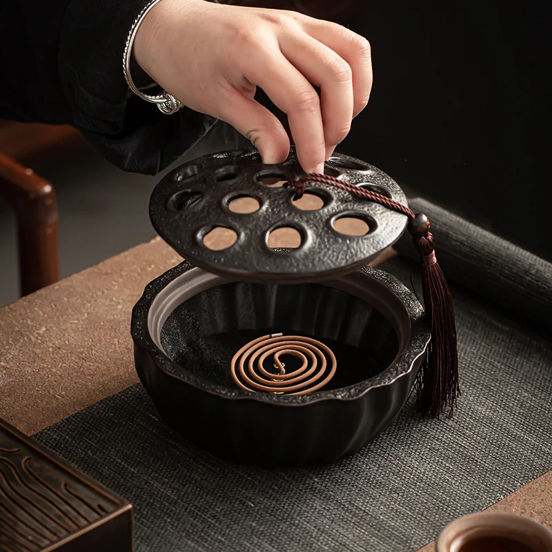 

Mosquito Coil Antique Incense Burner House Cover Ceramic Stick Holder Incense Burner Creative Hollow Encensoir Home Decor 60AA01