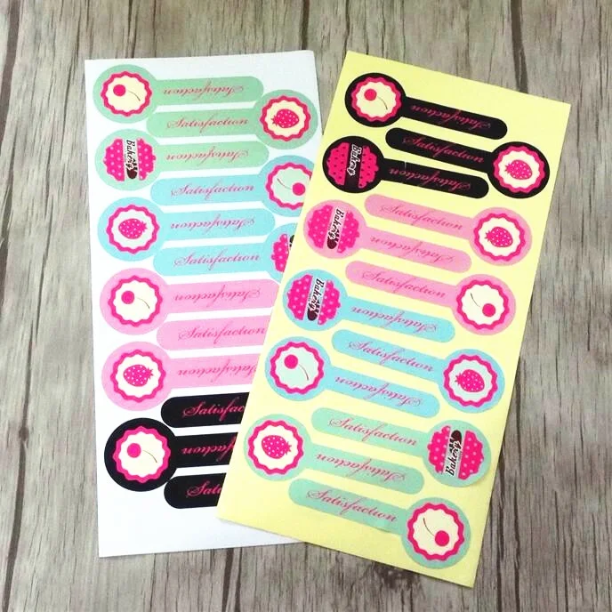 

120pcs "Statisfaction" colorful Lollipop sealing label Adhesive Kraft Baking Seal Sticker For Party Favor Gift Bag