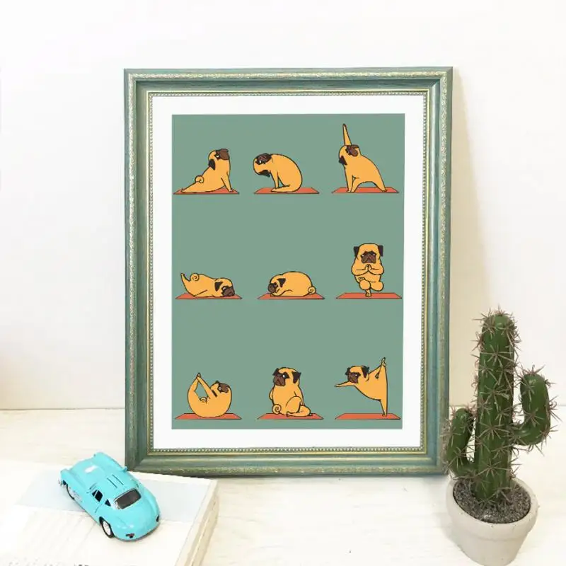 

Abstract Cartoon Animal Dog Yoga Canvas Painting Nordic Funny Posters and Prints Minimalist Pictures for Children's Room Decor